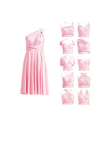 72styles Multi-Way Wrap Short Infinity Dress for Bridesmaids - color: Blush Pink