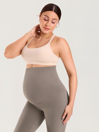 MOMANDA Flared Maternity Leggings 31.5" - color: Khaki Taupe, size: Small