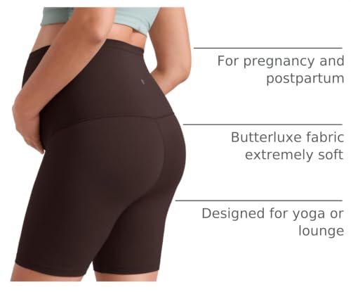 CRZ YOGA Maternity Biker Shorts 6" - color: Hot Fudge Brown, size: Small