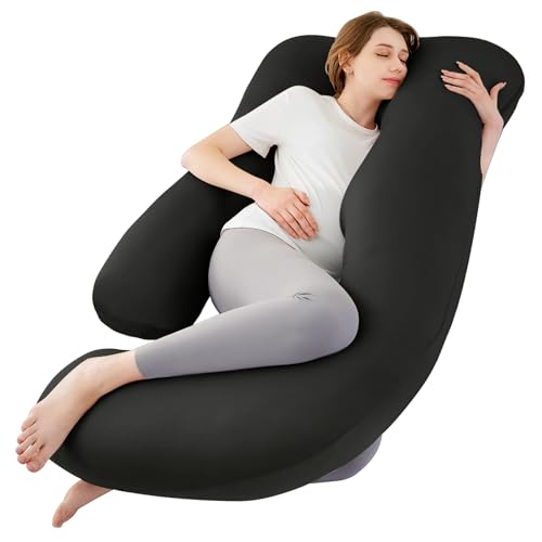 Cooling Pregnancy Pillows for Sleeping, 57'' Full Body Pillow, Black - color: Black, size: 57 Inch