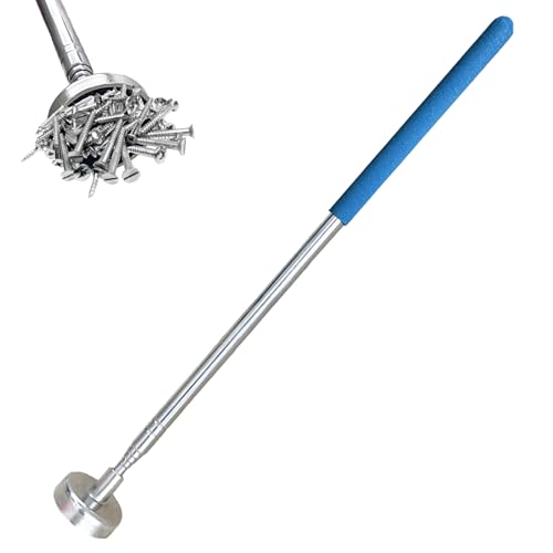 Telescoping Magnetic Pickup Tool, 40” Extendable Large Magnet Stick with 35 LB Pull Capacity, Strong Handheld Magnet Pick up Tool for Retrieving Nails, Screws and Metal Objects (Blue) - color: Blue