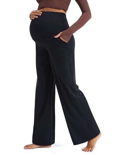 MathCat Maternity Pants Pregnancy Work Trousers Over the Belly - color: Black, size: Large