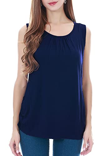 Smallshow Women's Maternity Nursing Tank Tops Breastfeeding Clothes 3-Pack - color: Black-navy-white Stripe(3 Packs), size: Small