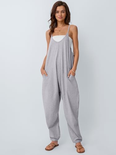 AUTOMET Womens Jumpsuits Casual Summer Romper Beach Vacation Outfits 2026 - color: Gray, size: Small