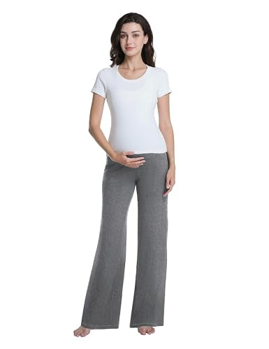 3 Pack Women's Maternity Pants Wide Leg - color: 3 Pack Black/Black/Hemp Grey, size: X-Large