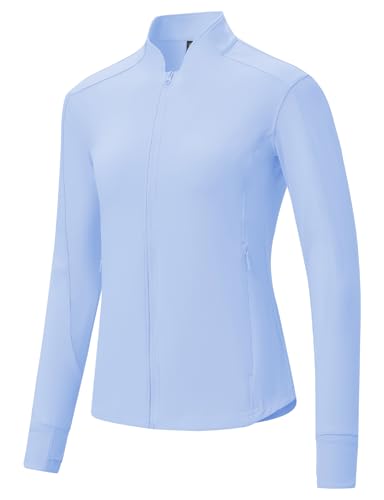 BGOWATU Women's Workout Athletic Jacket Zip Up Running Jackets Thumb Hole - color: Blue Violet, size: X-Small