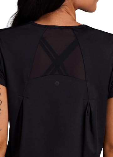 RBX Active Women's Workout Top with Mesh Panels, Breathable Quick Drying Gym Running T-Shirt, with Plus Sizes - color: Black, size: 2X