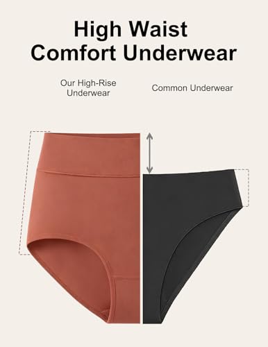 High Waisted Cotton Underwear for Women Full Coverage Panties - color: Mix1(pack-5), size: X-Large
