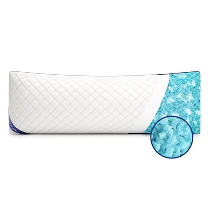 YZ HOME Long Body Pillow for Adults - Insert with Shredded Blue Memory Foam - color: White