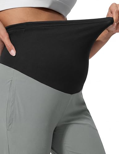 Maternity Pants Over The Belly Stretchy Scrub Pants - color: Grey, size: Medium