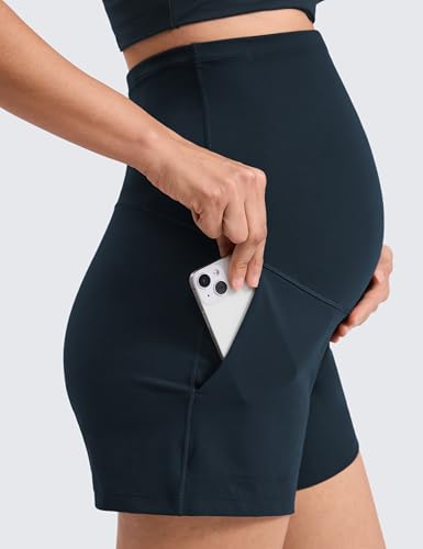 CRZ YOGA Maternity Linerless Casual Shorts 4" - color: True Navy, size: Small
