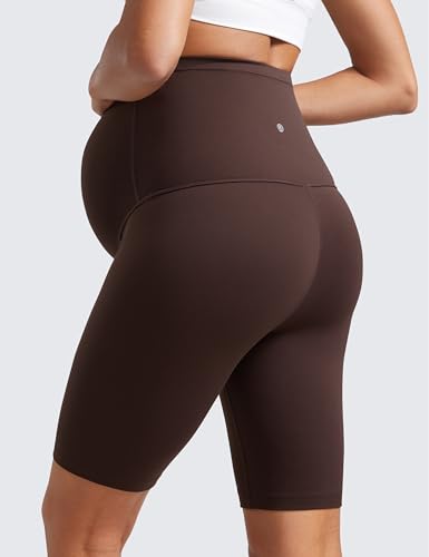 CRZ YOGA Maternity Biker Shorts 8" - color: Hot Fudge Brown, size: Medium