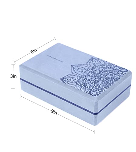 nuveti Non-Slip & High Density Yoga Block set of 2 for Pilates 9"x6"x3" - color: LightBlue