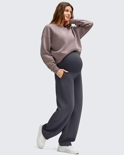 G4Free Maternity Pants Pregnancy Pants Modal Adjustable Waist Sweatpants - color: Dark Gray, size: X-Small