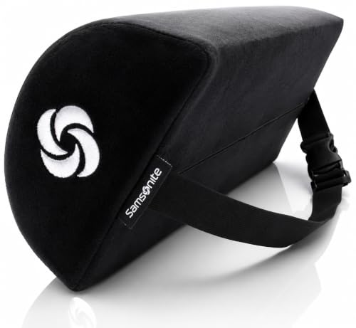 SAMSONITE - Half Moon Lumbar Support Pillow, Elevates Comfort, 100% Pure Memory Foam, Fits Most Seats