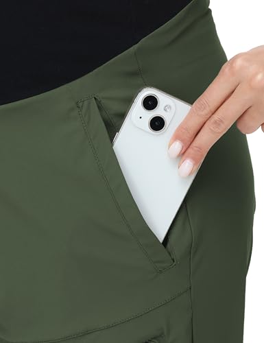 Foucome Women's Maternity Cargo Joggers with 4 Zipper Pockets - color: Army Green, size: X-Large