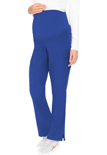Med Couture Touch Maternity Scrub Pant Straight Leg with 3 Pockets - color: Royal, size: X-Small