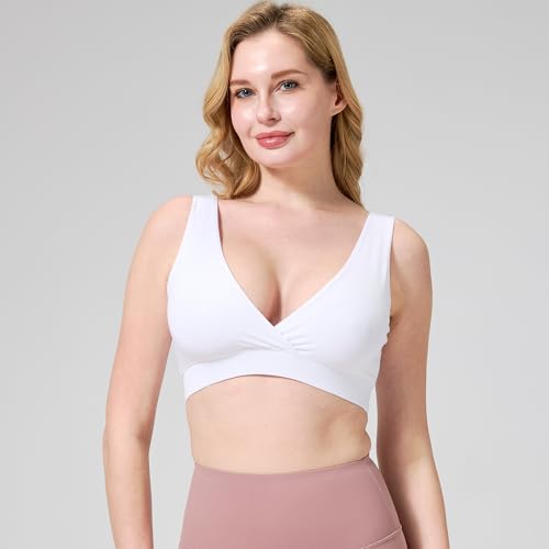 netdraw Buttery Soft Bamboo Viscose Nursing Seamless Sleep Bra - color: White, size: X-Large