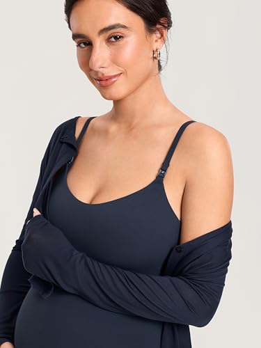 MOMANDA Nursing Tank Tops for Breastfeeding - color: Twilight Blue, size: Large