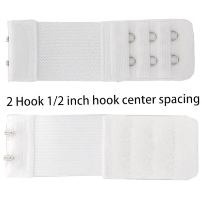 SAMGU Women's Bra Extenders 2 Hook / 3 Hook Comfortable Stretchy Bra Extension Strap - color: White, 2 Hook Bra Extenders 1/2 Inch Spacing