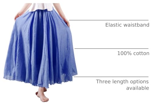 Women's Cotton Long Flowy Rave Renaissance Maxi Skirt - color: Denim Blue, size: Medium