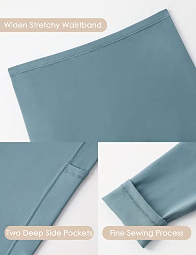 POSHDIVAH Maternity Workout Leggings Pregnancy Yoga Pants Pockets - color: Sky Blue, size: Medium