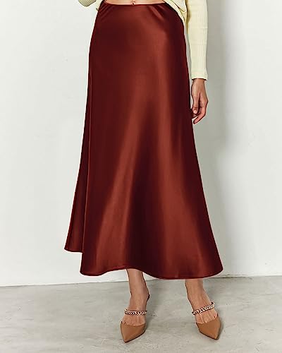 BTFBM Long Skirts for Women 2026 Fall Outfits - color: Brown, size: Small