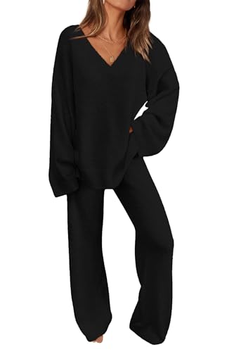 PRETTYGARDEN Lounge Sets for Women 2 Piece Pajama Set - color: Black, size: Medium