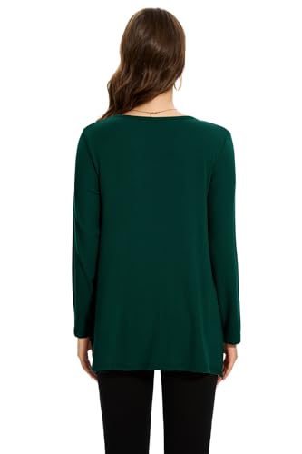 Smallshow Women's Side Split Maternity Shirts Long Sleeve - color: Deep Green, size: Large
