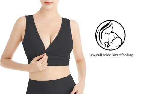Lemef Nursing Sleep Bras Wirefree Maternity Breastfeeding Bras 3 Pack - color: 1*black (No Padding), size: XX-Large