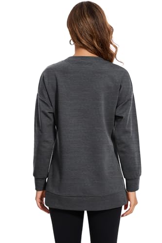 Smallshow Women's Nursing Sweatshirt Long Sleeve Breastfeeding Tops - color: Deep Grey, size: Large