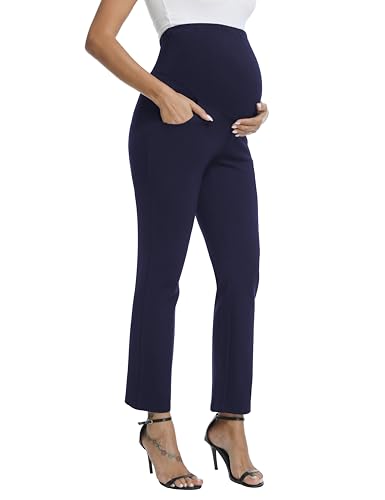 Maternity Pants Work Bootcut Dress Pants - color: Navy Blue, size: Small