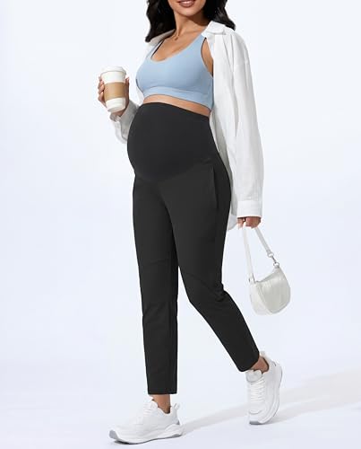 Maternity Pants Over The Belly Stretchy Scrub Pants - color: Black, size: XX-Large