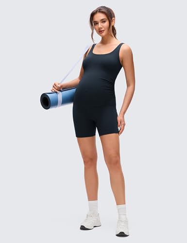 CRZ YOGA Maternity U Neck Romper Pockets - color: True Navy, size: Small