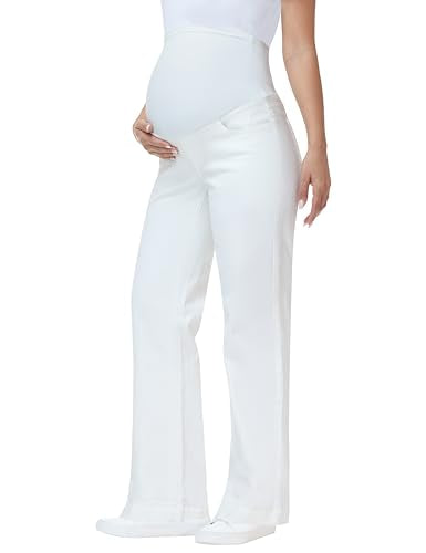 Women's Maternity Jeans Wide Leg Pants - color: White, size: XX-Large