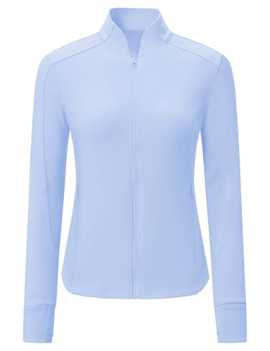 BGOWATU Women's Workout Athletic Jacket Zip Up Running Jackets Thumb Hole - color: Blue Violet, size: X-Small