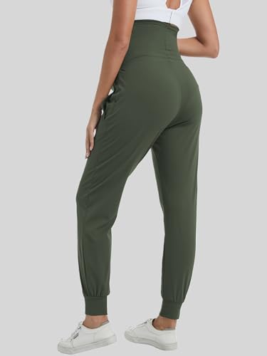 Women's Maternity Joggers Stretchy Scrub Pants - color: Army Green, size: Large