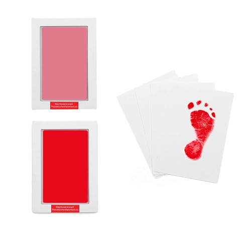 Large Inkless Hand and Footprint Kit, Baby Keepsake, 2-Pack - color: Red and Pink