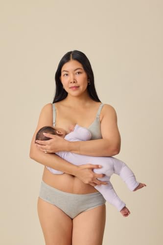 Kindred Bravely SoftStretch Cotton Nursing Bra for Breastfeeding, Maternity - color: Grey Heather, size: X-Large