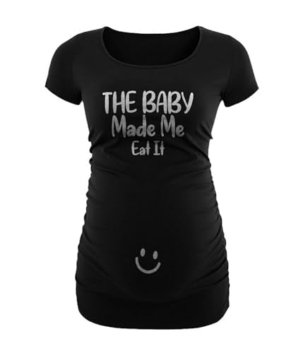 Decrum Maternity Short Sleeve Graphic Print T Shirts - color: Mts Black- Baby Made Me Eat It Maternity Shirt, size: XX-Large