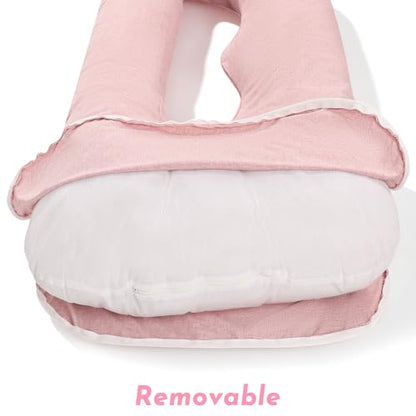 TANOFAR Pregnancy Pillow Cover J Shaped Pink (ONLY Pillowcase) - color: Pink
