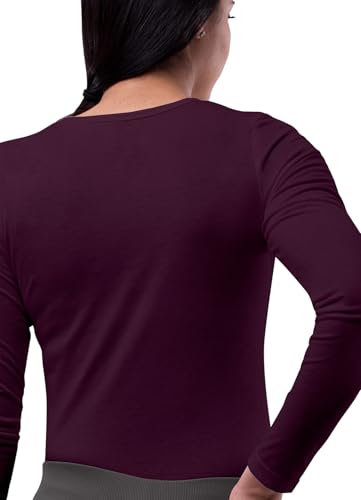 Sivvan 3-Pack Women's Long-Sleeve Comfort Underscrub Tee, Scrubs Undershirts - color: Eggplant, size: X-Small