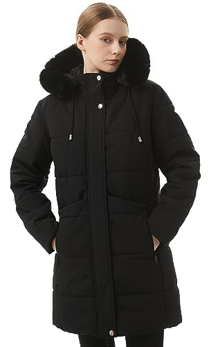 MOERDENG Women's Warm Winter Puffer Coat Waterproof Long Down Jacket - color: Black, size: X-Large