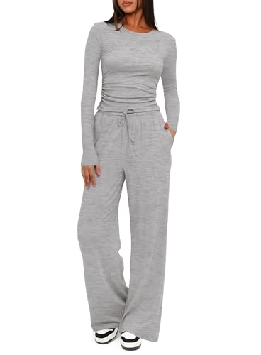 Darong Women's 2 Piece Matching Lounge Sets 2026 Fall Casual Outfits - color: Athletic Grey, size: X-Small