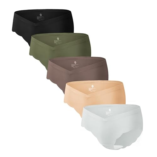 Angelhood 5 Pack Seamless Maternity Underwear, Pregnancy Postpartum Panties - color: Multicoloured C, size: Medium