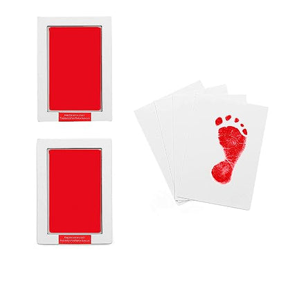 Large Inkless Hand and Footprint Kit, Baby Keepsake, 2-Pack - color: 2 Pack Red