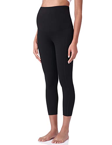 POSHDIVAH Maternity Capri Leggings with Pockets Pregnancy Workout Pants - color: 2pcs Black, size: Small
