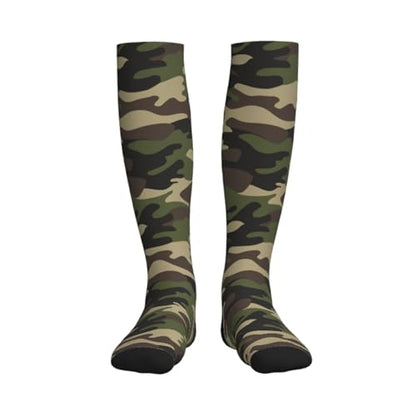 Compression Socks Knee High Support Stockings Women Men - color: Green Brown Camo