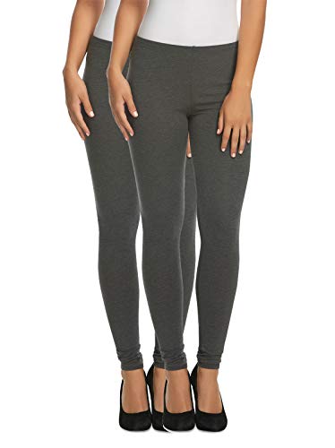 Felina Cotton Modal Leggings, Extra Lightweight Legging for Women - color: Medium Heather Grey, size: Large