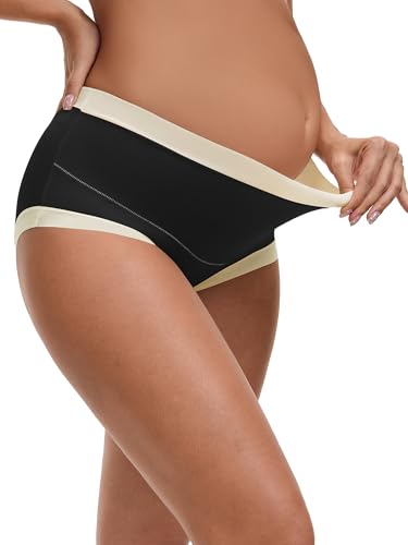 Allegra K Women's Maternity Full Coverage Briefs Plus Size High Waisted Elasticity Invisible Panties - color: Black, size: Small